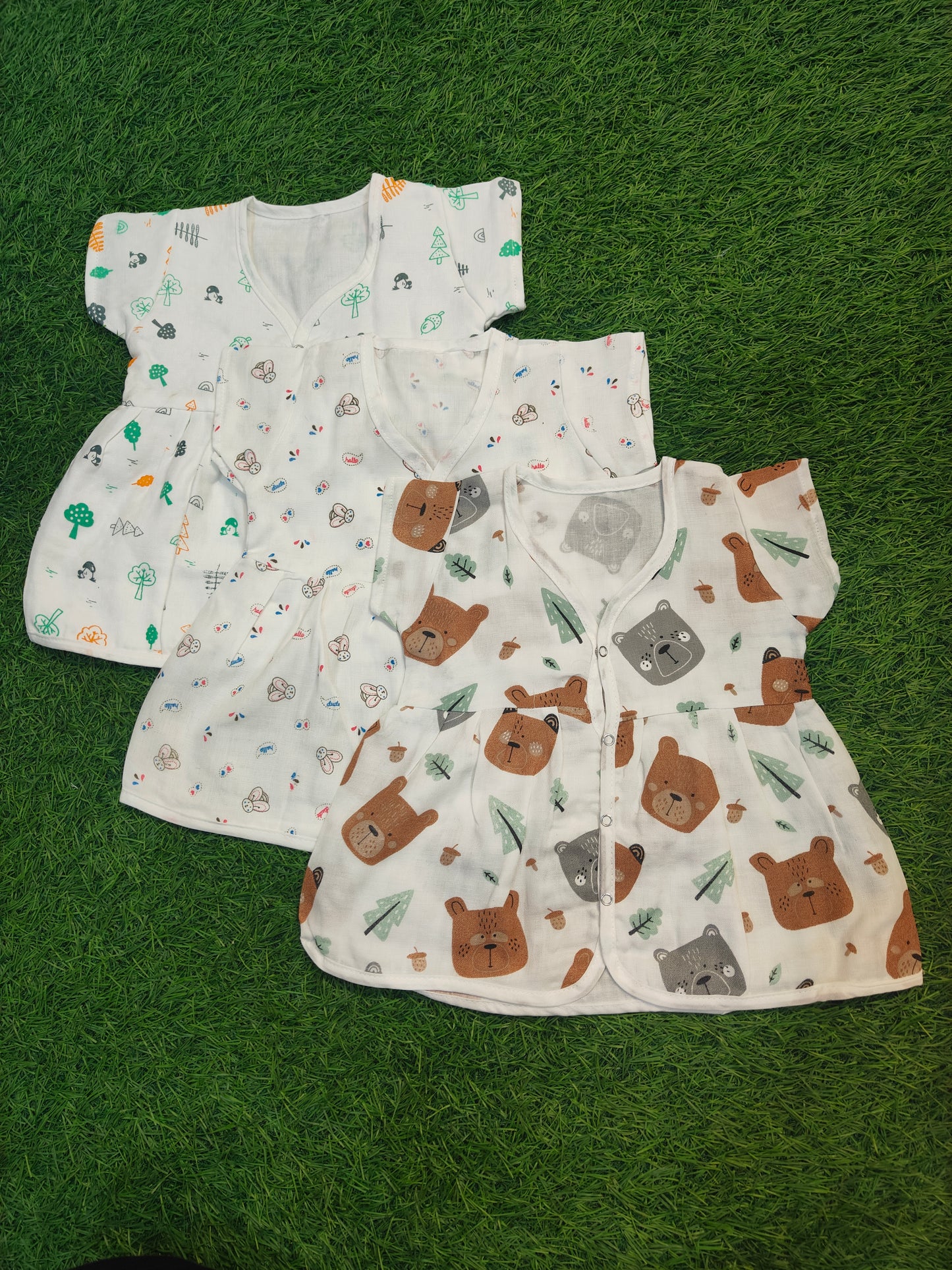 (Any 3) Combo Pack of Muslin Frocks for Babies