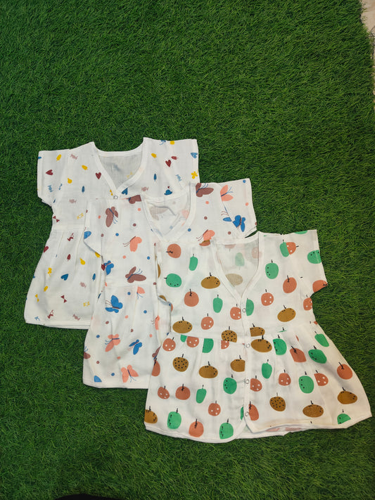(Any 3) Combo Pack of Muslin Frocks for Babies