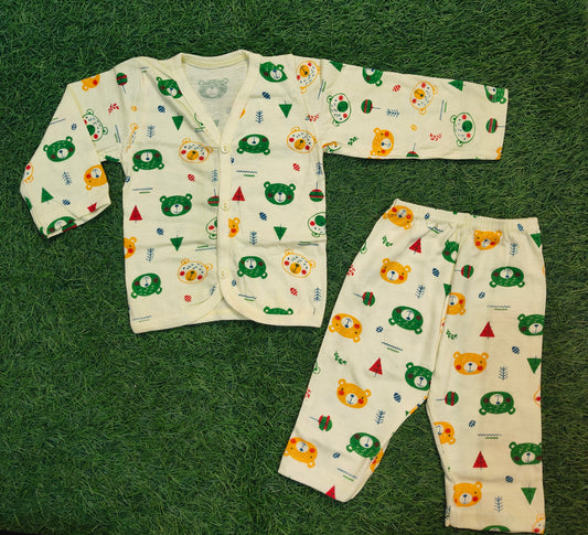 Adorable Cartoon Print Baby Cardigan and Pants Set - 2-Piece Outfit (best 1 dispatched)