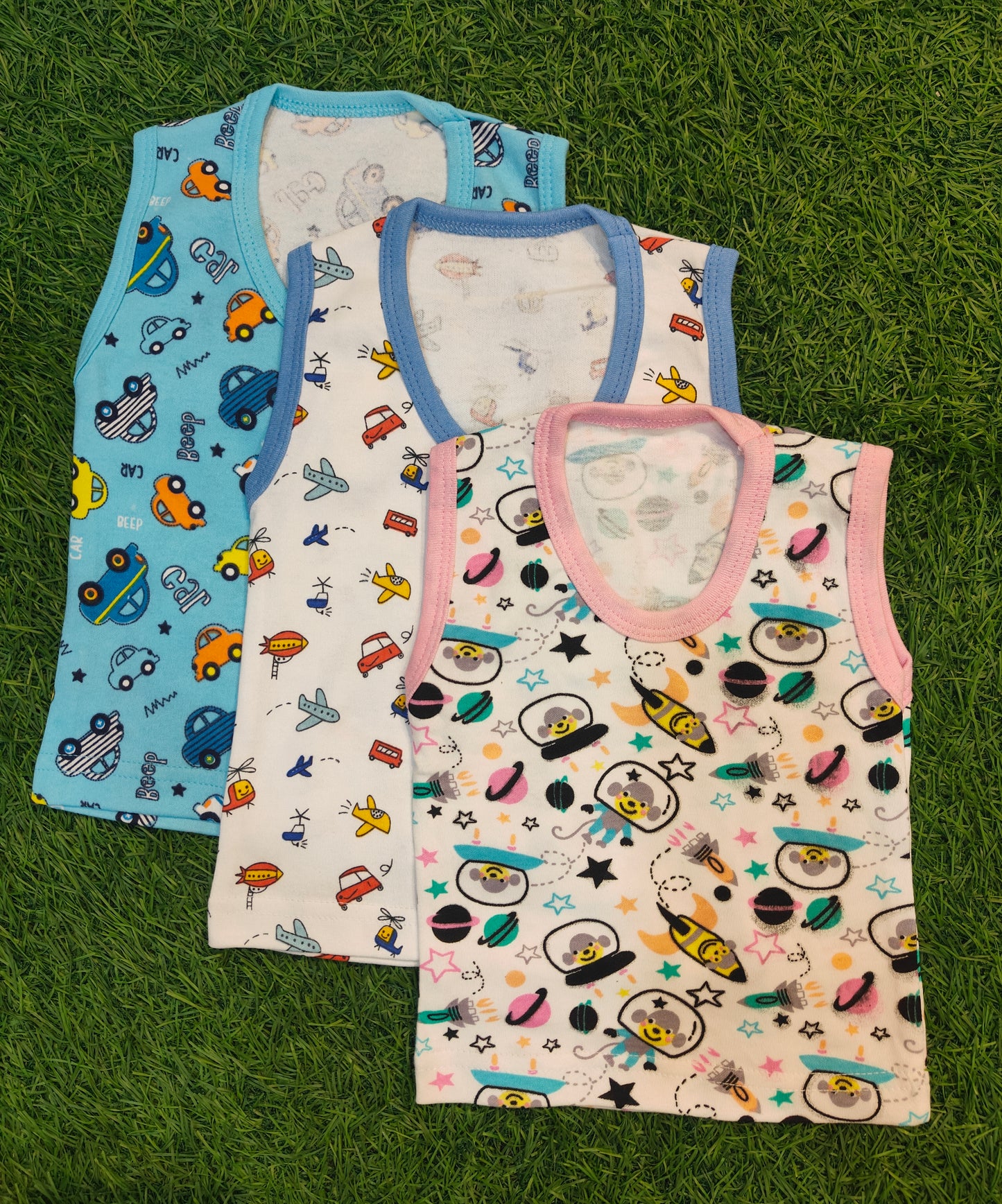 Baby summer Sleeveless Vests - Set of best 3 Soft and Breathable Tops