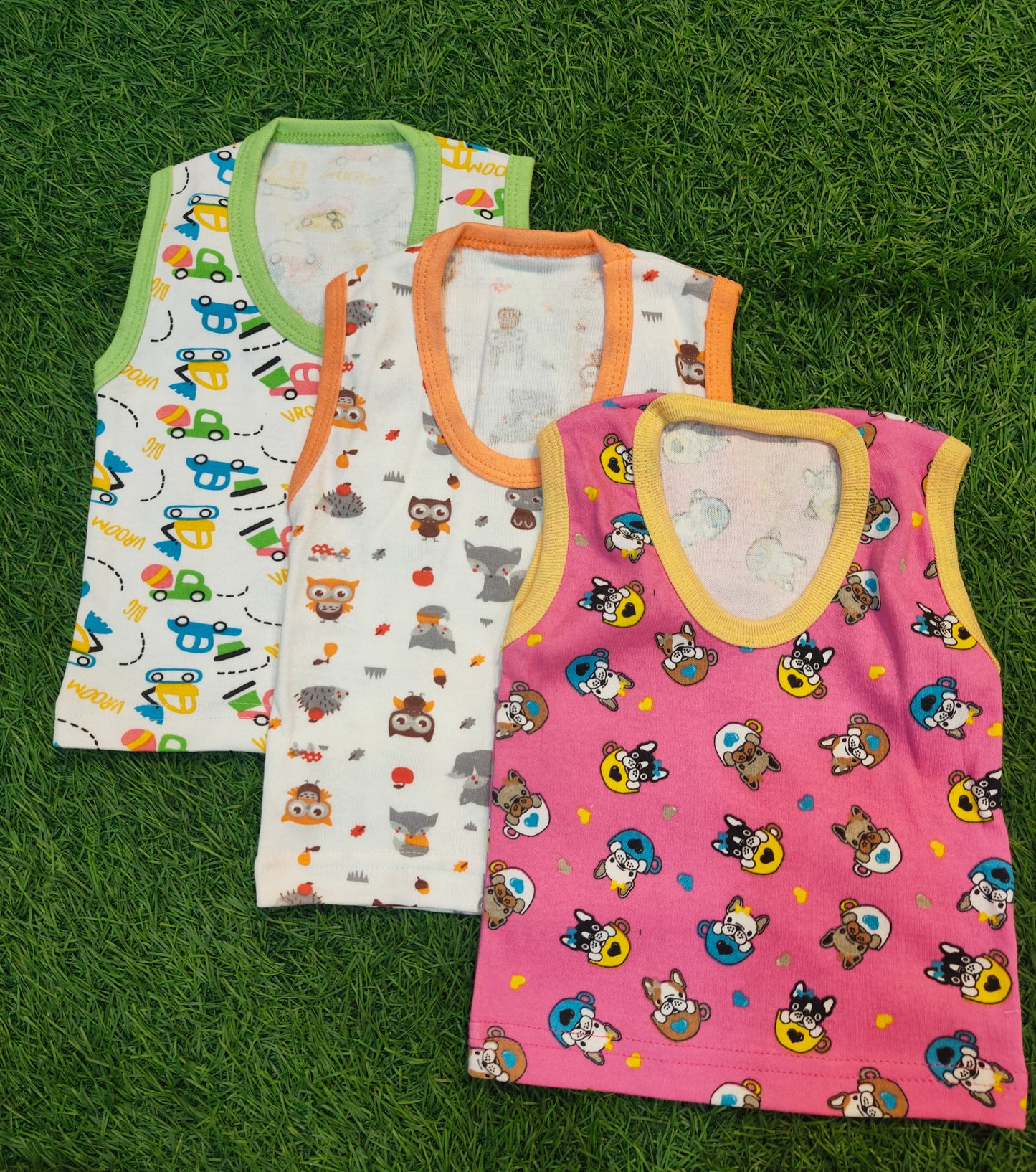 Baby summer Sleeveless Vests - Set of best 3 Soft and Breathable Tops