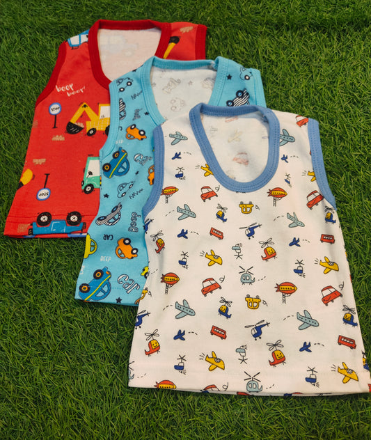 Baby summer Sleeveless Vests - Set of best 3 Soft and Breathable Tops