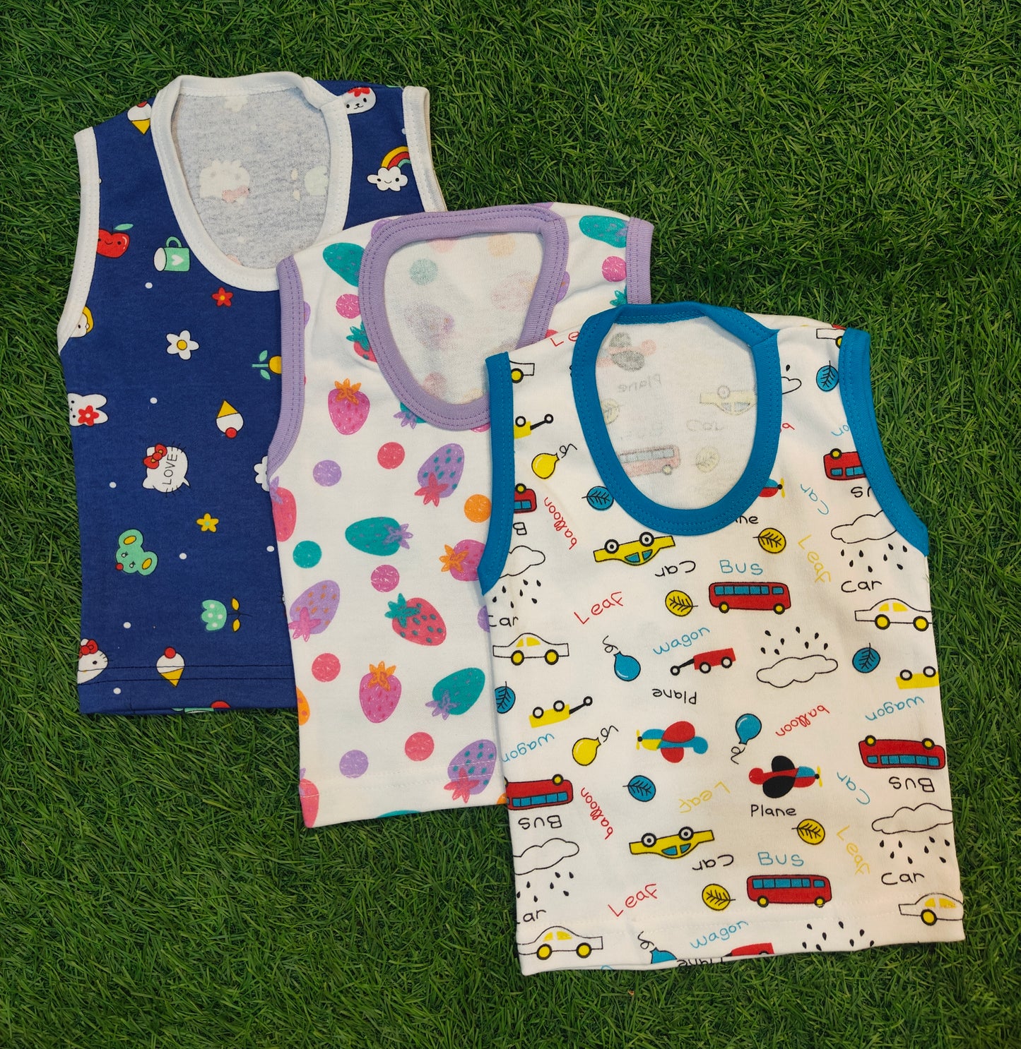 Baby summer Sleeveless Vests - Set of best 3 Soft and Breathable Tops