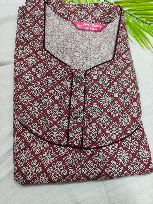 Combo Pack of 2 Printed Nighties with Side Pockets - Free Size (Up to XXL)