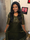 Green Shimmery Tissue Kurti with Embroidered Neckline - Diwali Special Edition