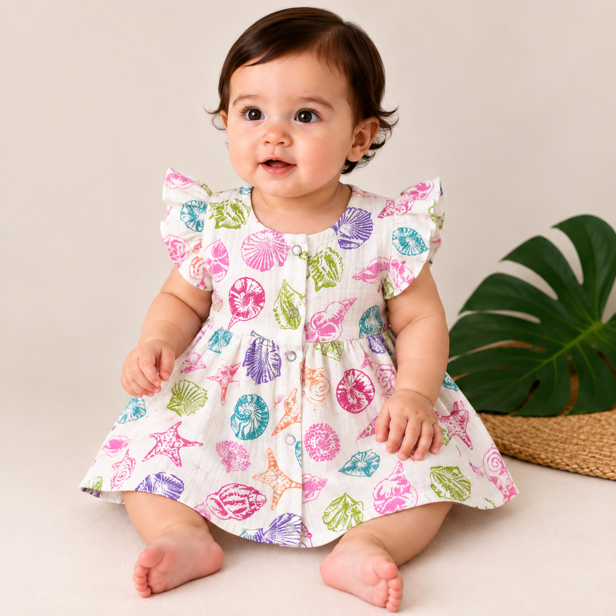 Pretty Little cloud Muslin Baby Frock | 0–2 Years | Soft & Breathable