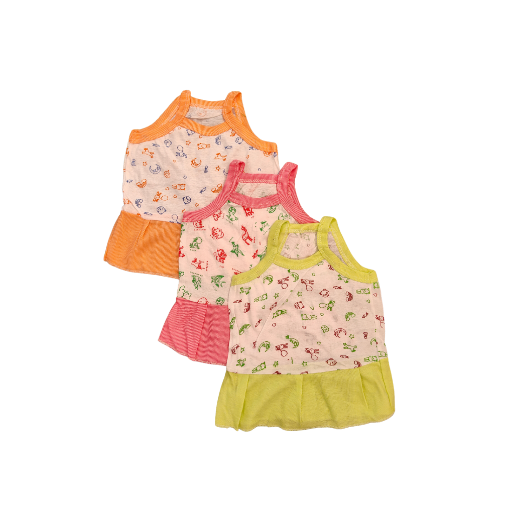 3 Pack Printed Frocks-Cotton