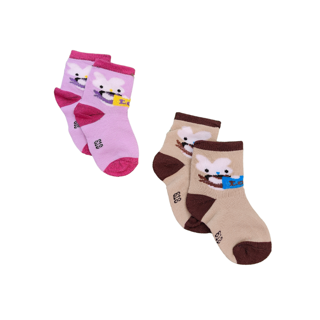 Socks Pack Of 2 Pairs- Pink ,Brown