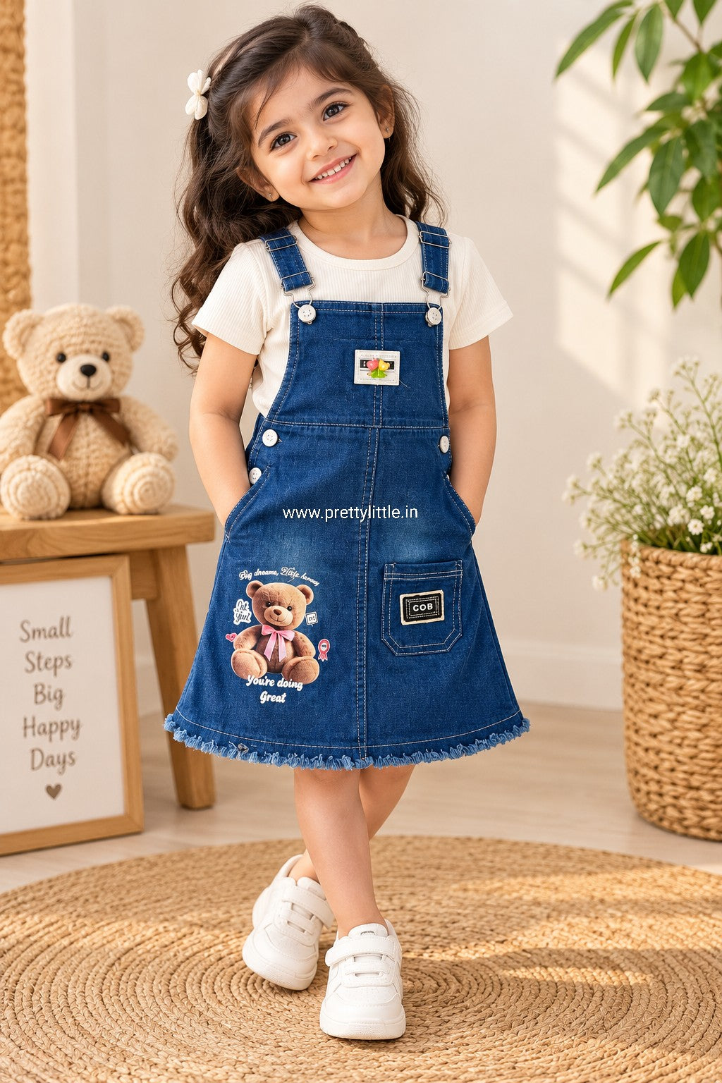 Diwali Denim Bloom Dress Set | Girls Western Wear – Special Offer ( 7- 8 year)