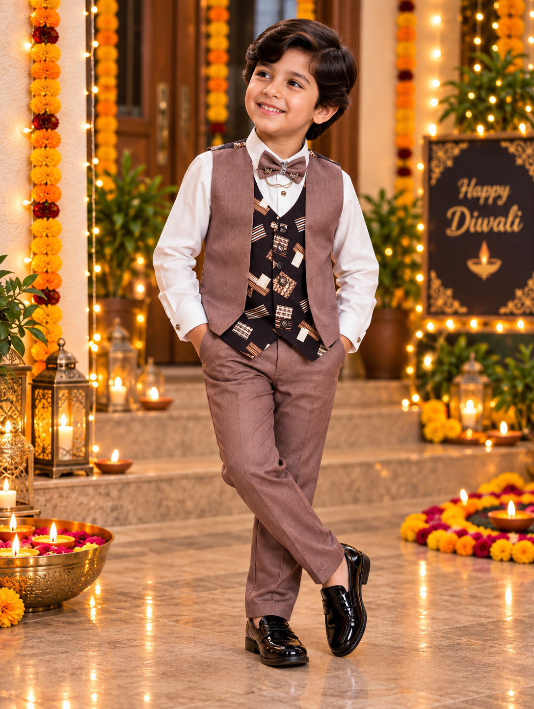 Aarush Royal Festive Waistcoat Set – Boys (5–6 Years)✨