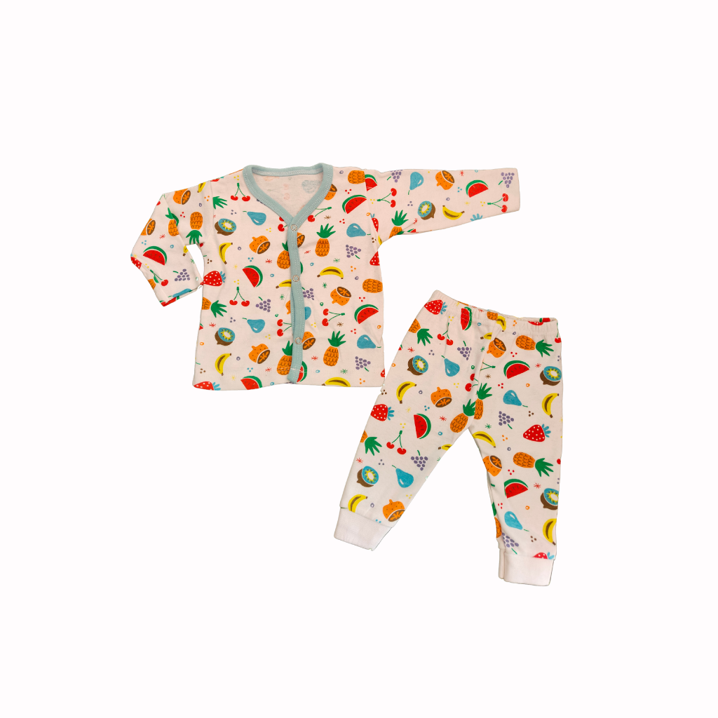 Full Sleeve T-Shirt & Matching Pants -Fruit Print White