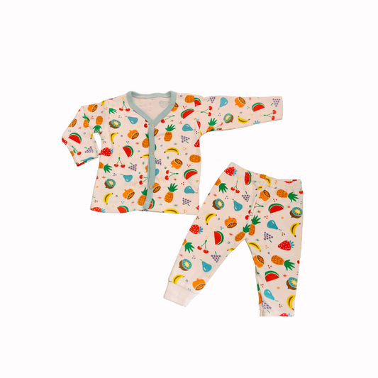 Full Sleeve T-Shirt & Matching Pants -Fruit Print White