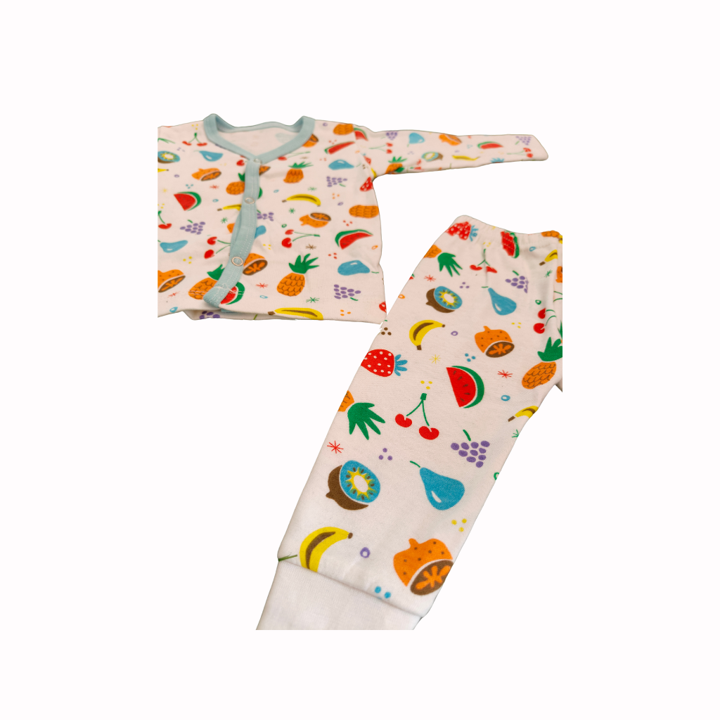 Full Sleeve T-Shirt & Matching Pants -Fruit Print White