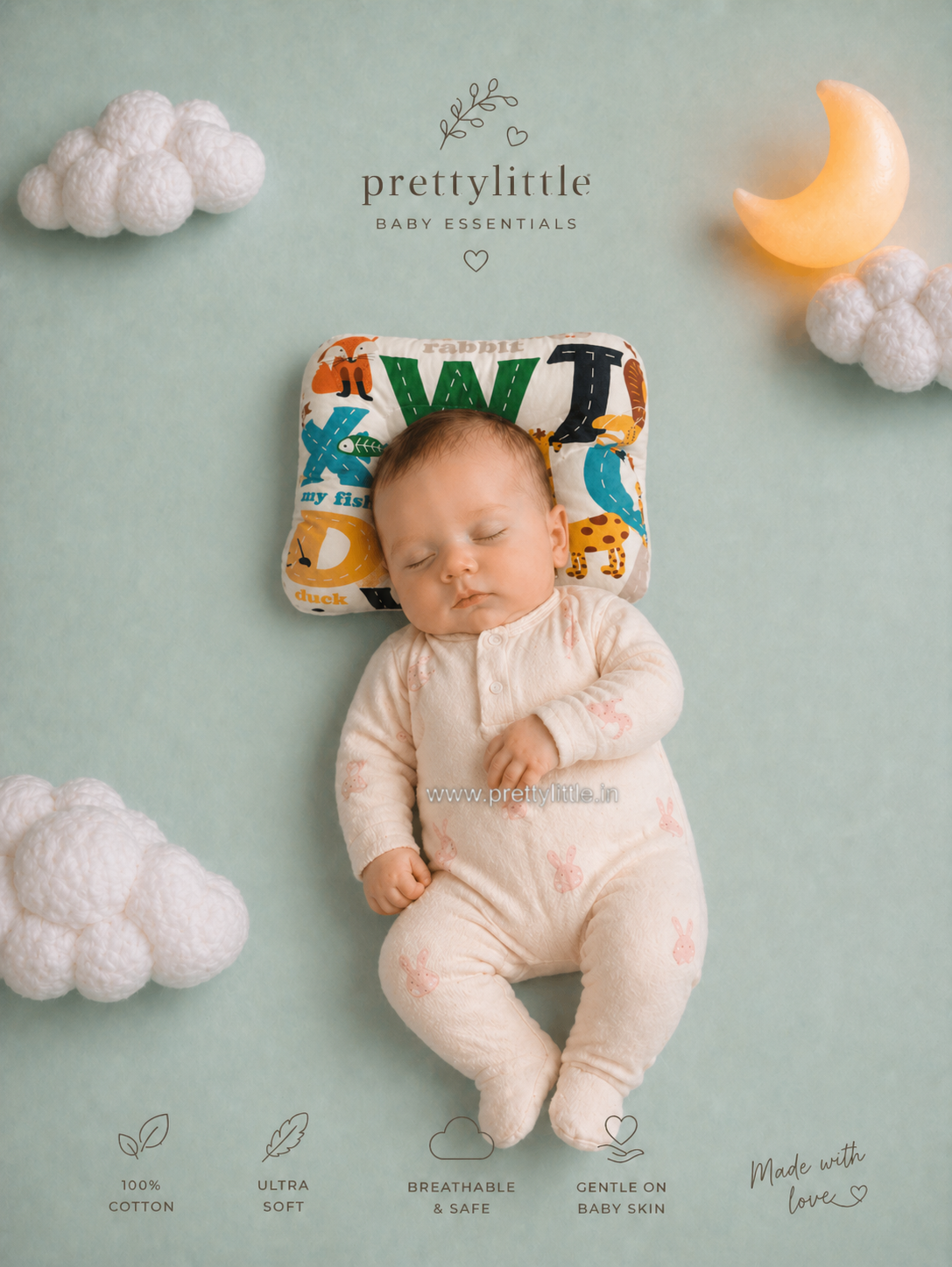 Soft Baby Mini size Head Shaping Pillow – Newborn head Support pillow (any 1 dispatched)