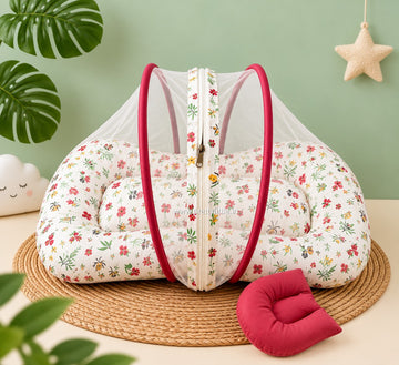 CozyNest Baby Mosquito Net Bed with Pillow 🌿