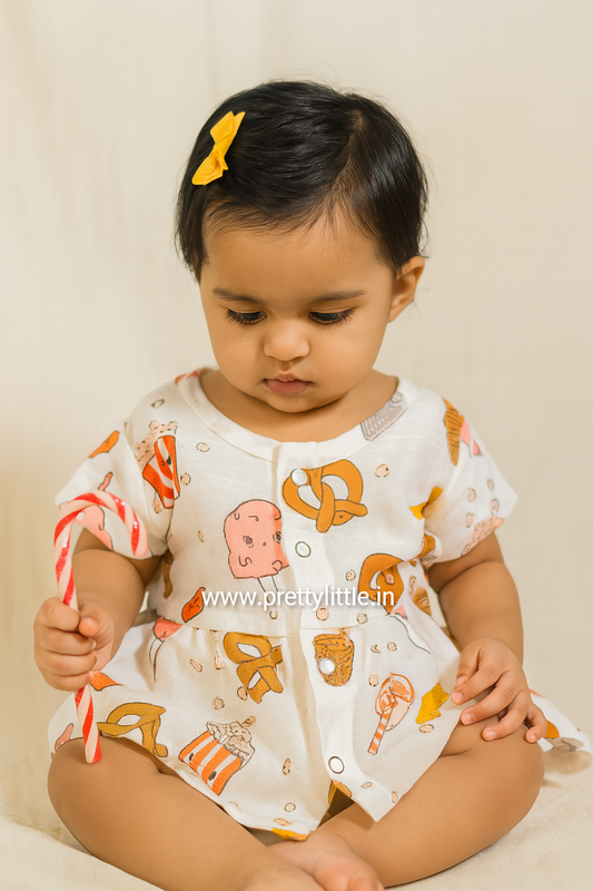 Pretty Little cutest Muslin Baby Frock | 0–2 Years | Soft & Breathable