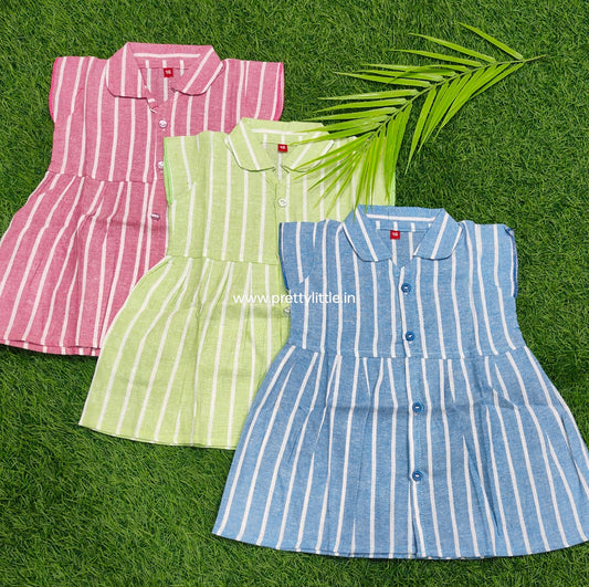 Budget Striped collor summer Cotton Frock – Stylish & Comfortable (best 3 dispatched)