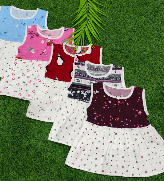Cotton sleeveless frock combo pack (best 5 dispatched)(0-6m)