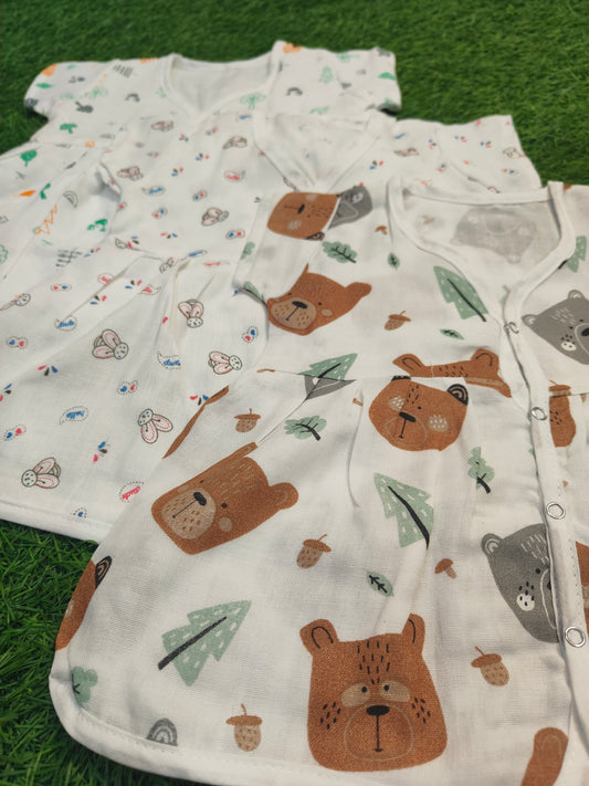 Charming Half-Sleeve Muslin Frock with Cute Print (best one dispatched)