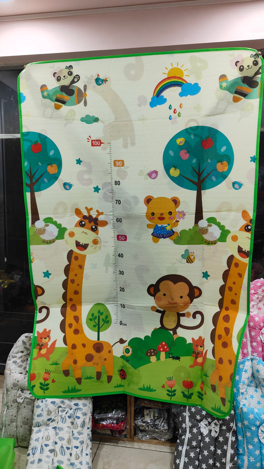 Colorful Animal-Themed Baby Play Mat & Height Chart – Soft, Washable, 100 cm Measurement