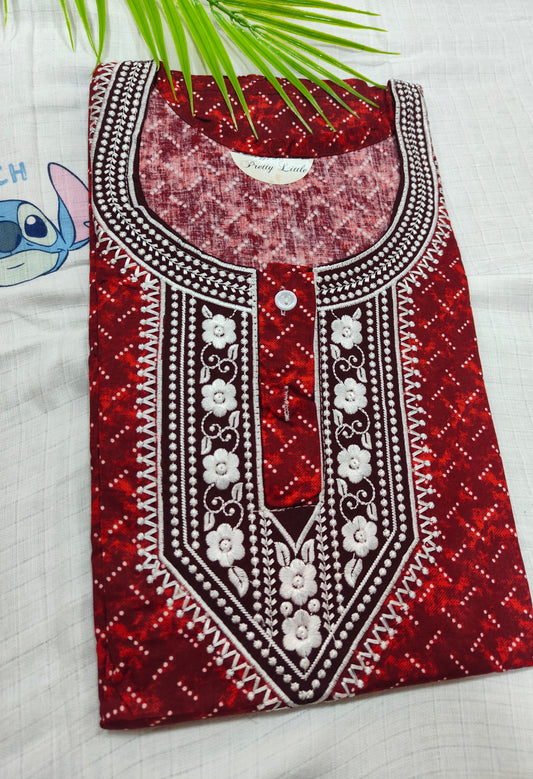 Soft and Comfortable Cotton Nighty - Elegant Embroidery Design