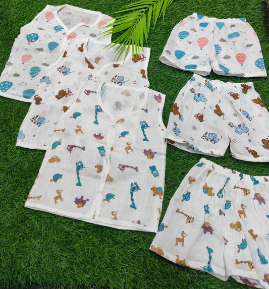 Premium Muslin jabla with trouser half set ( pack of 3) ( best combo dispatched)