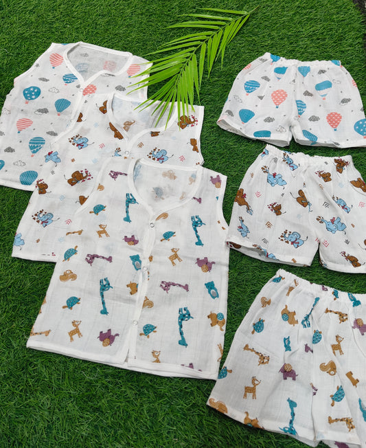 Premium Muslin jabla with trouser set ( pack of 3) ( best combo dispatched)