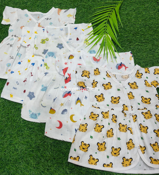 Muslin frock combo pack (best 5 dispatched)(0-8m)