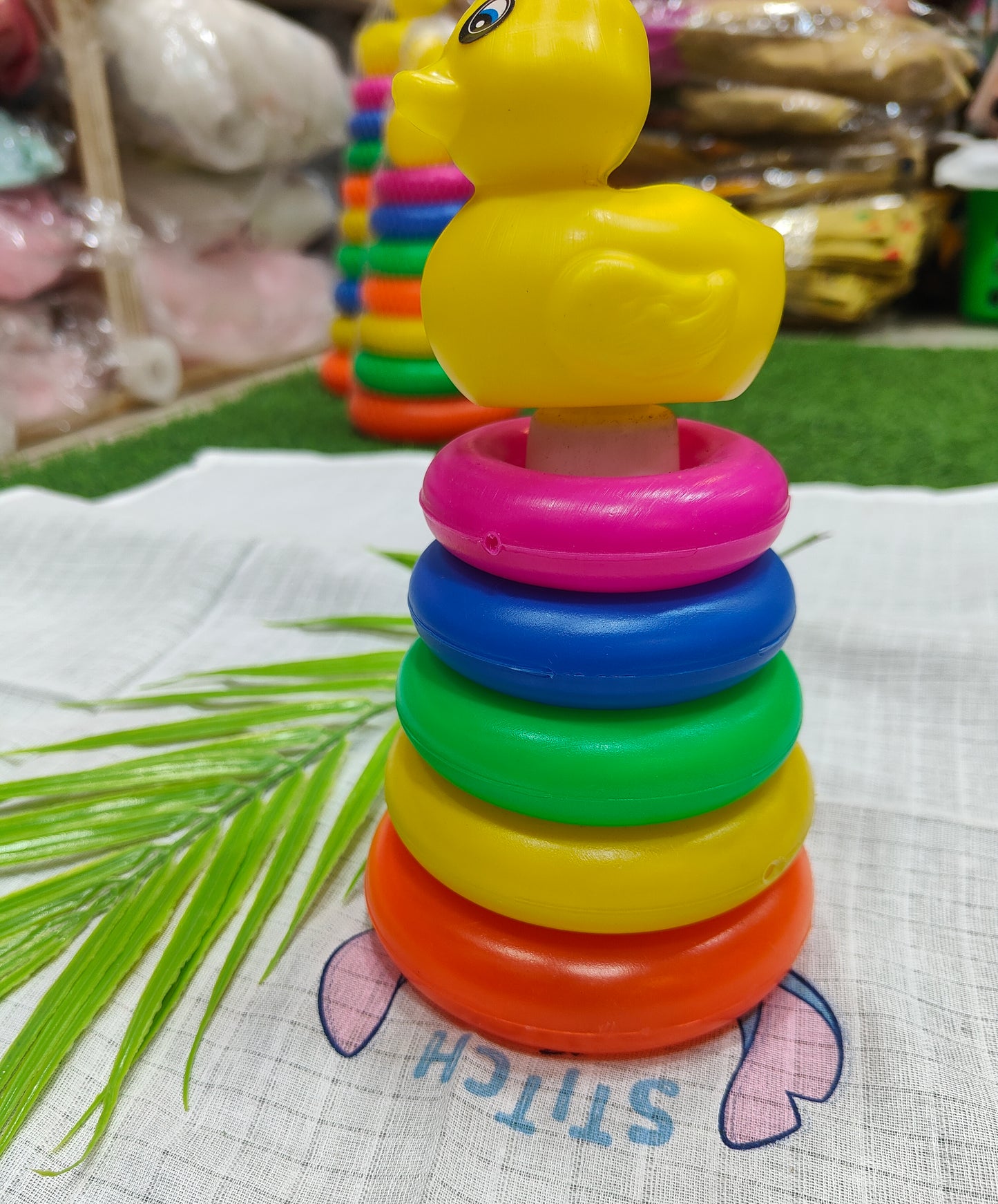 Colorful Ring Stacking Toy with Cute Duck Top – Educational Fun for Babies & Toddlers"