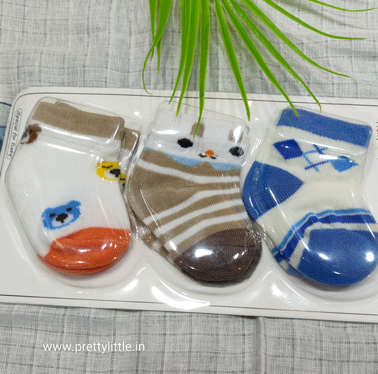 Newborn Baby Socks Set (0-6 Months) - Pack of 3 Soft and Stylish Socks Pairs