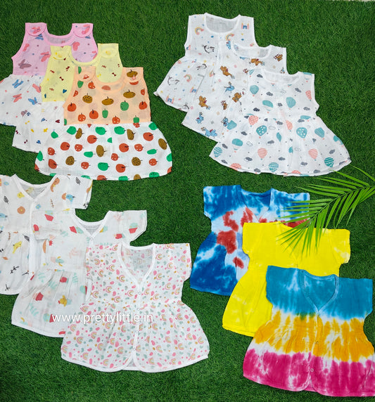 Muslin Dreamland – Pack of 12 Baby Frocks (0-6M)(best 12 dispatched)