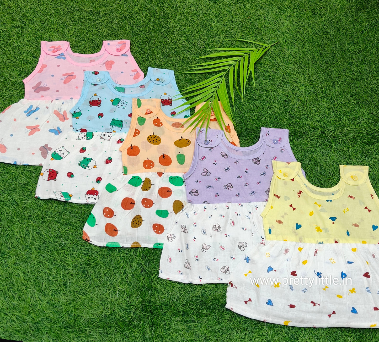 Muslin color cotton frock combo pack (best 5 dispatched)(0-6M)