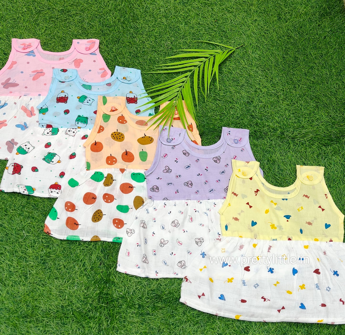 Muslin color cotton frock combo pack (best 5 dispatched)(0-6M)