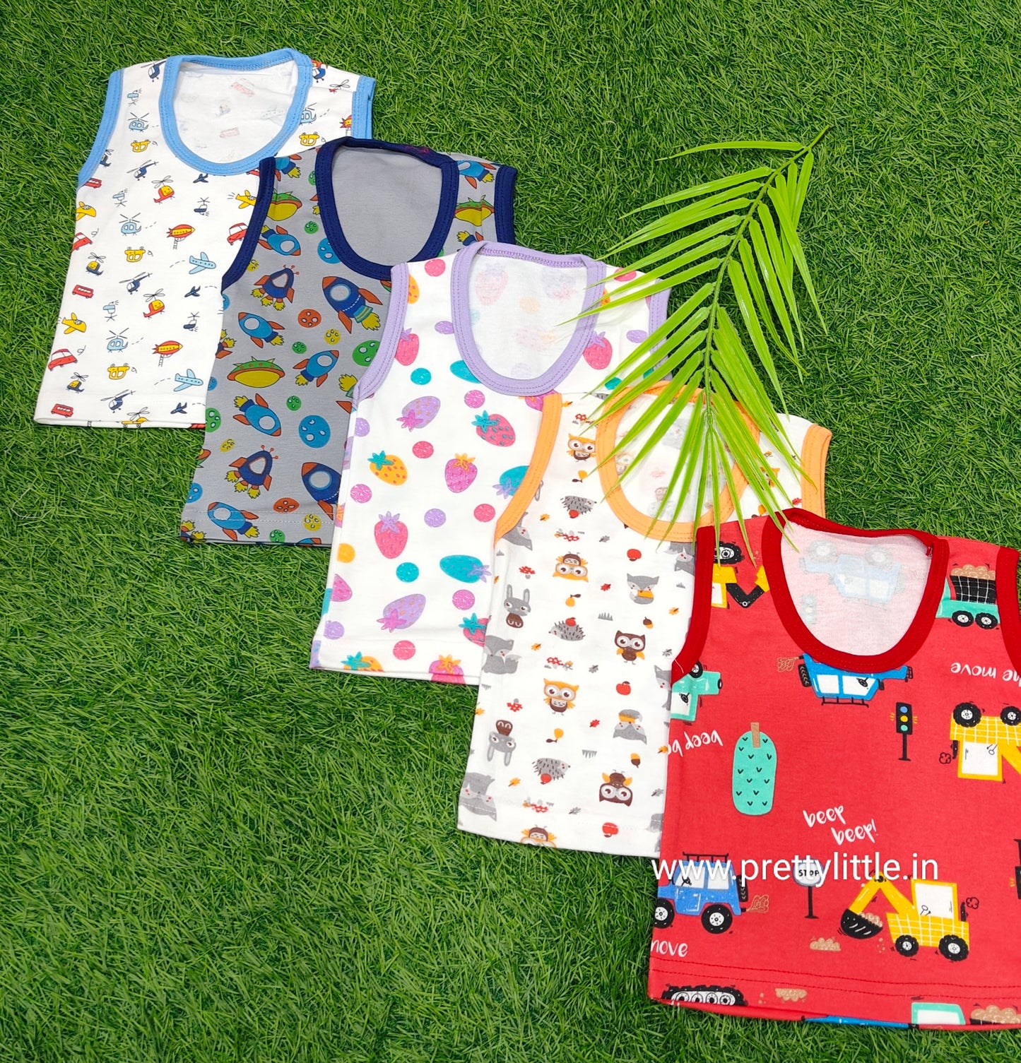 Comfy Tots Cotton Sleeveless Vest value Pack (pack of 5) – 0-2 Years
