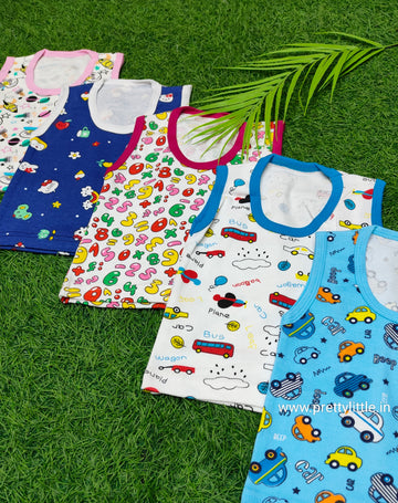 Comfy Tots Cotton Sleeveless Vest value Pack (pack of 5) – 0-2 Years