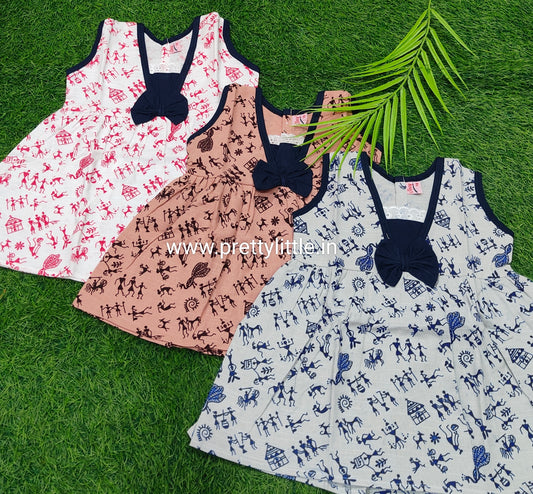 Combo summer Cotton v neck bow Frock – Stylish & Comfortable (best 3 dispatched)