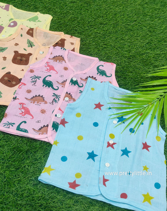 Combo Pack of Muslin colour Jablas for Babies ( best 4 dispatched)(0-8m)