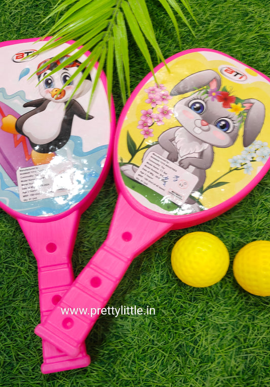 Cute Animal-Themed Kids' Paddle Bat Set (2 Bats + 2 Balls)