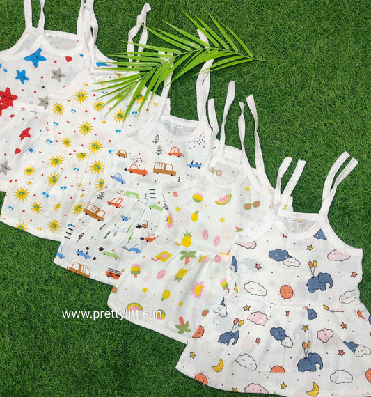 (Any 5) Combo Pack of Muslin soft Top knot Frocks for Babies