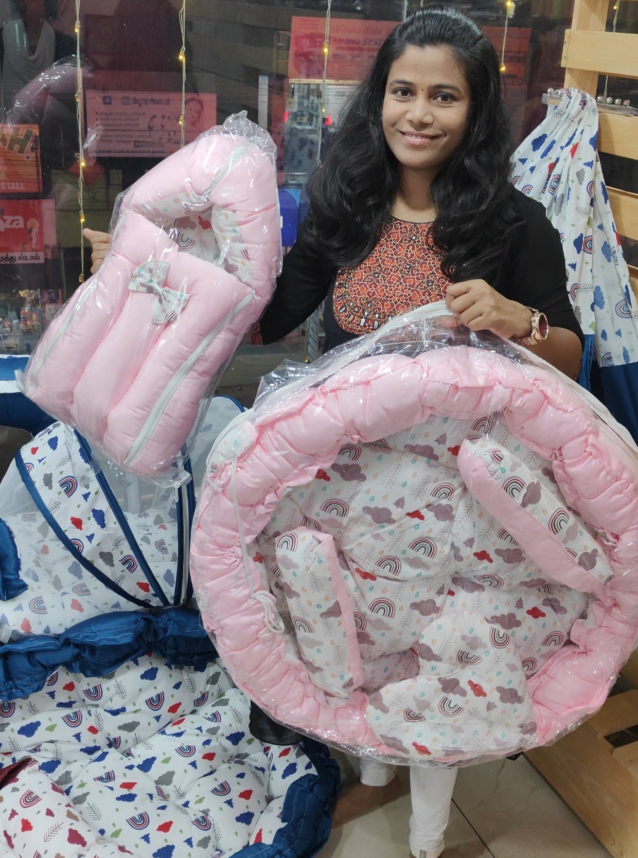 Luxury Newborn Bedding Set with Cradle, Net, Travel Bed, Feeding Pillow and Lotus Bed