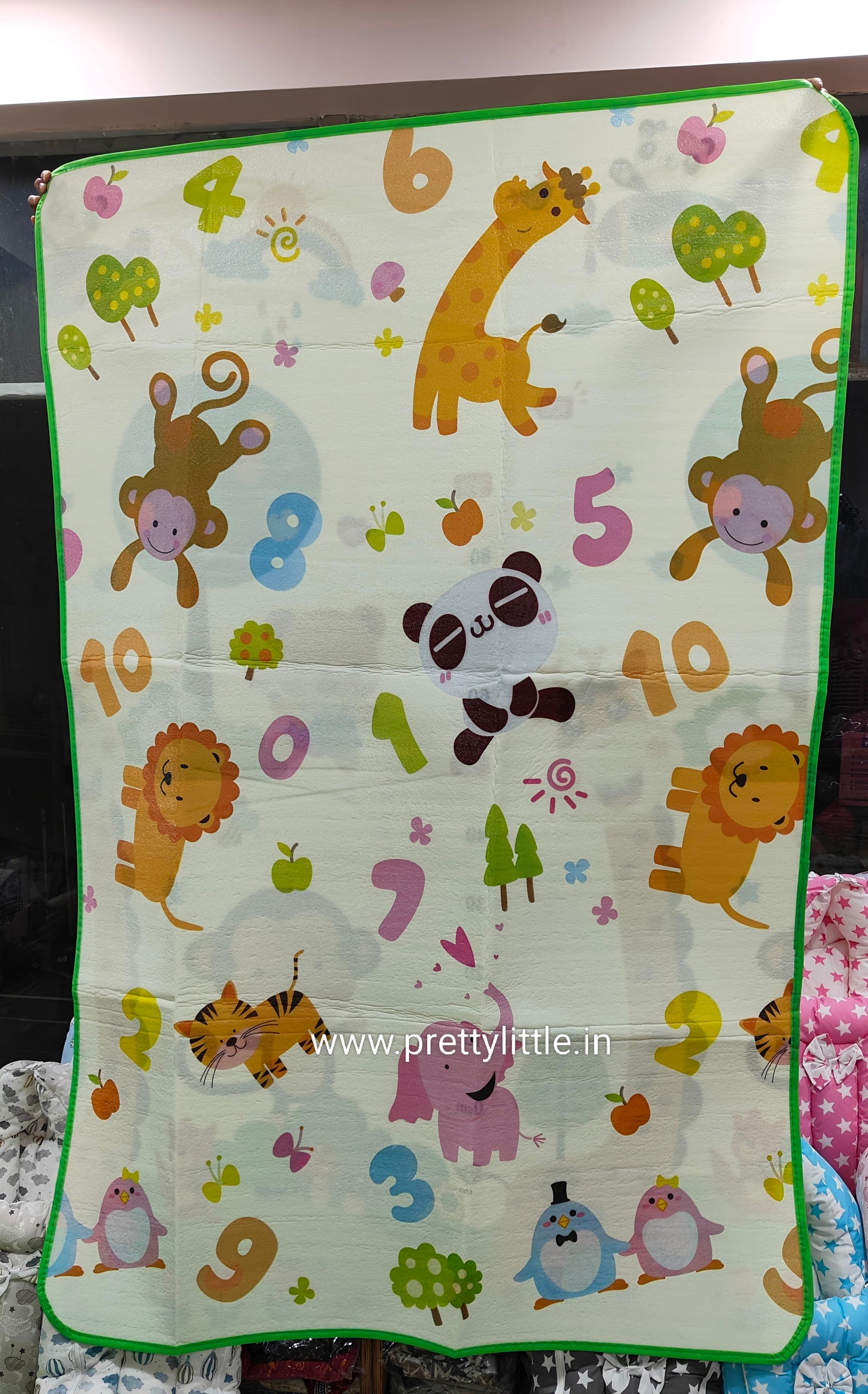 Colorful Animal-Themed Baby Play Mat & Height Chart – Soft, Washable, 100 cm Measurement