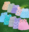Pack of 10 Front-Button Cotton Frocks for Baby Girls (0-6 Months)