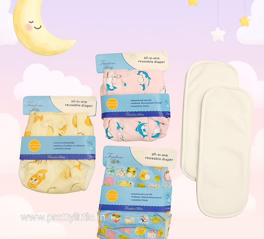 Reusable Cloth Diaper with Insert (pack of 3) (best combo dispatched)