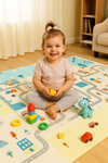 Colorful Car Themed Baby Play Mat & Height Chart – Soft, Washable, 100 cm Measurement