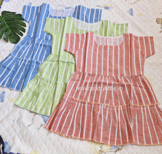 Combo Budget Striped summer Cotton Frock – Stylish & Comfortable (best 3 dispatched)