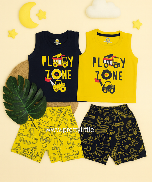 Combo Play Zone Sleeveless Set for Boys | 0-2 Years | Stay Cool, Stay Cute!