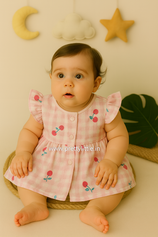 Pretty Little cloud Muslin Baby Frock | 0–2 Years | Soft & Breathable