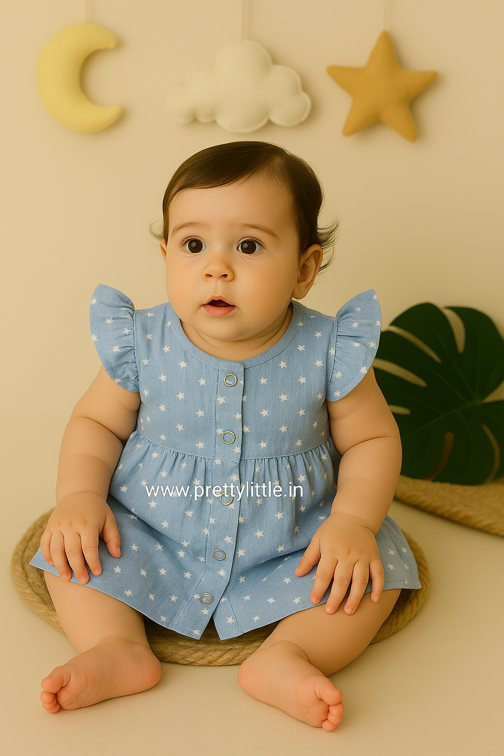 Pretty Little cloud Muslin Baby Frock | 0–2 Years | Soft & Breathable