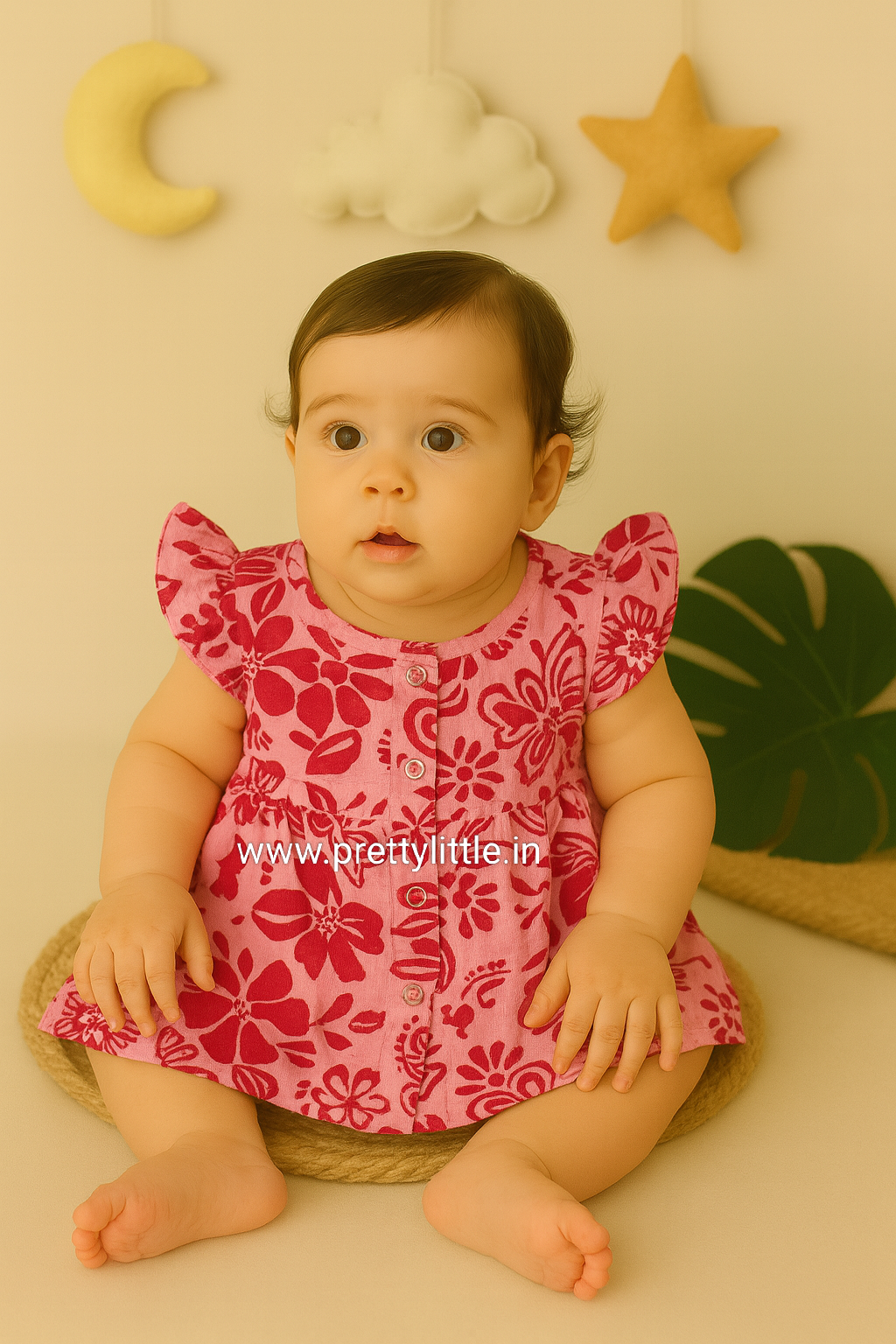 Pretty Little cloud Muslin Baby Frock | 0–2 Years | Soft & Breathable