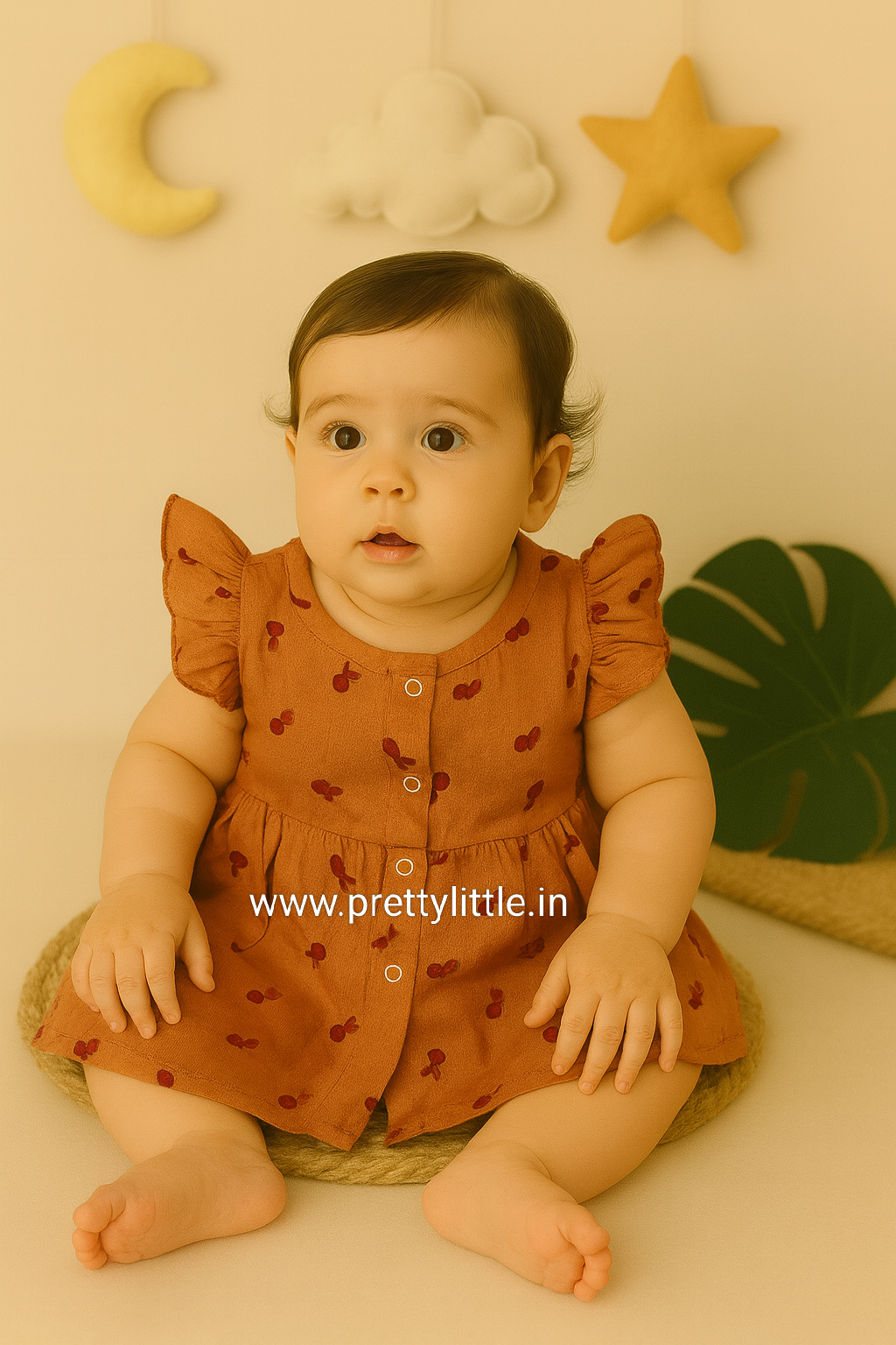 Pretty Little cloud Muslin Baby Frock | 0–2 Years | Soft & Breathable